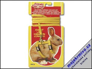 Postroj + vodítko pro králíky žlutý 1ks