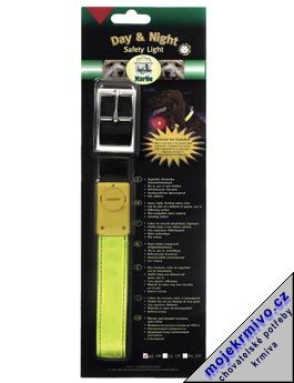 Obojek nylon Safety 55cmx25mm Zelen, blikac KAR 1ks