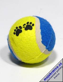 Hračka pes Míč tenisový barevný s tlapkou 6,5cm TR